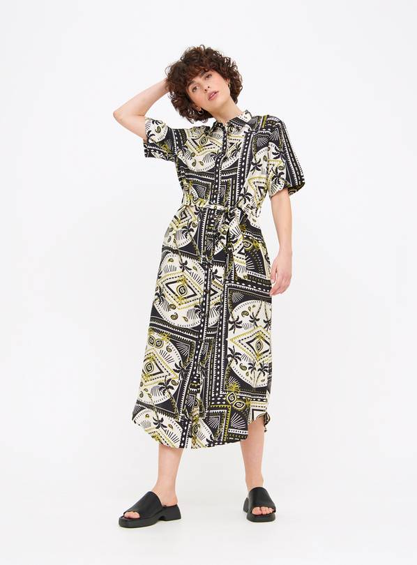Resort Palm Print Midaxi Shirt Dress 20S